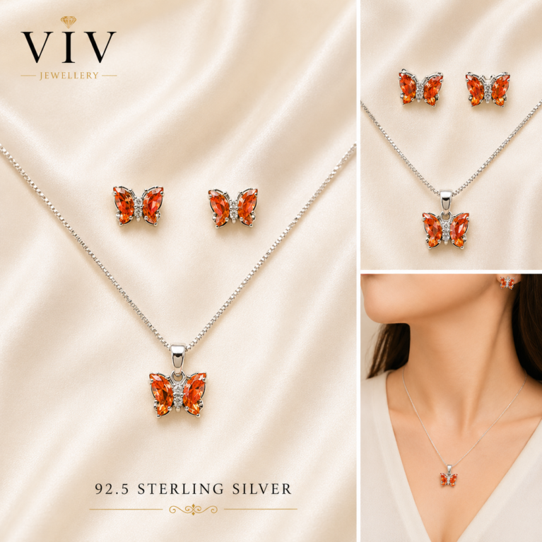 Orange Butterfly Necklace