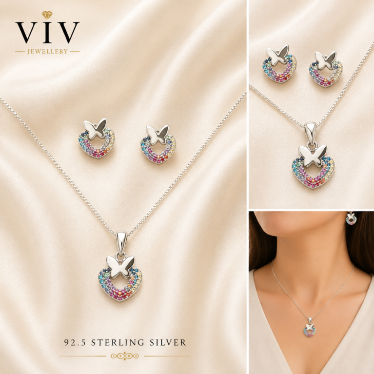 Rainbow Butterfly Heart Set